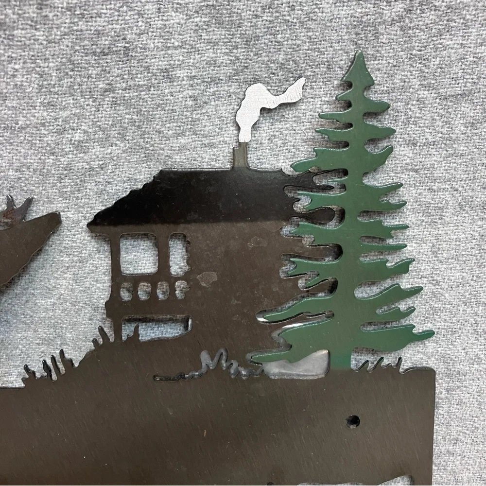 Elk Deer Woodland Metal Art Hanging Coat Hooks Hat Rack Key Holder Signed Cabin